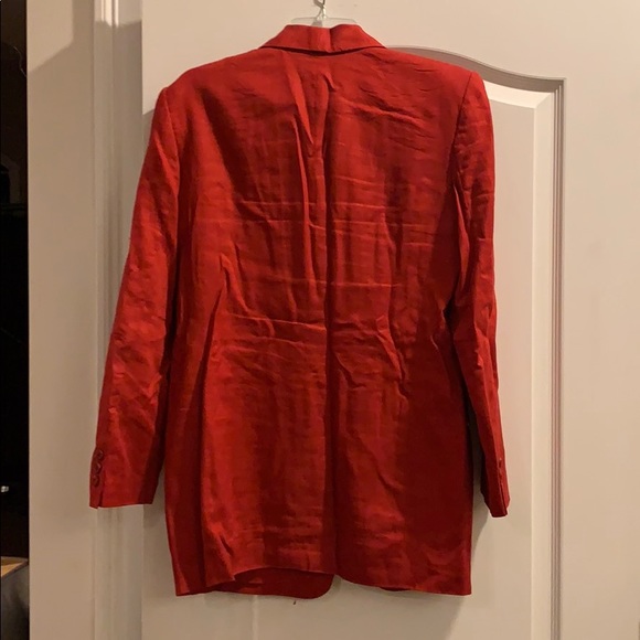 Vintage Red Linen Blazer 90s Size 8 - Picture 2 of 5